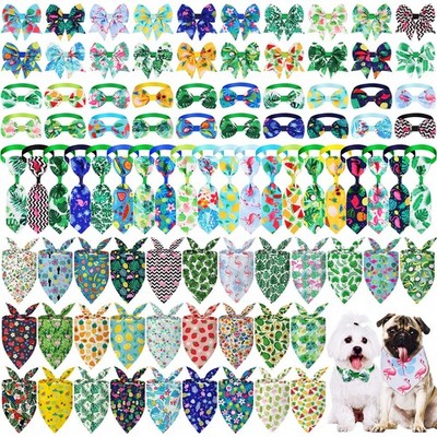 120 Pcs Dog Bandanas for Summer Bulk Dog Bows Set Bow Ties Cat Scarf Colorful...