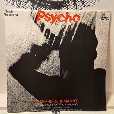 PSYCHO Soundtrack Brad Hermann LP UK 1976 Unicorn Columbia Hitchcock Horror NM