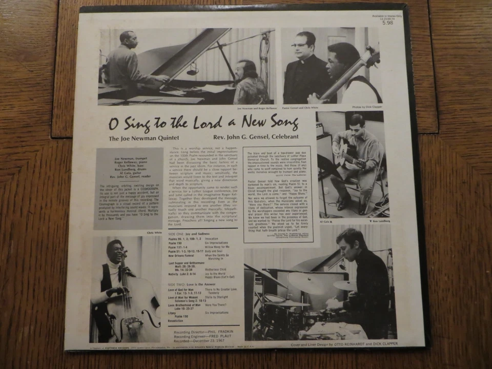 Joe Newman Quintet, Rev John Gensel – O Sing To The Lord A New Song -1968 LP VG+ - Imagem 2 de 4