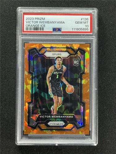 2023-24 Panini Prizm Victor Wembanyama #136 Orange Cracked Ice RC PSA 10 GEM MT