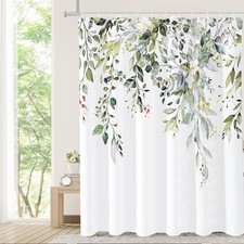 Sage Green Eucalyptus Shower Curtain, Watercolor Leaves on The Plant with