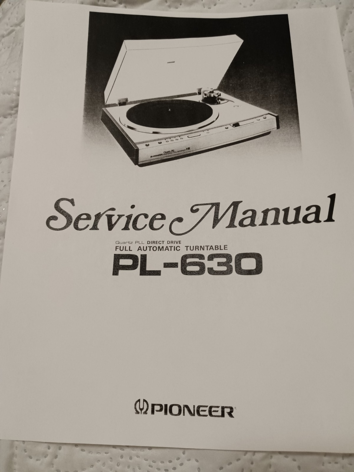 PIONEER PL-630 Turntable Service Manual Photocopy