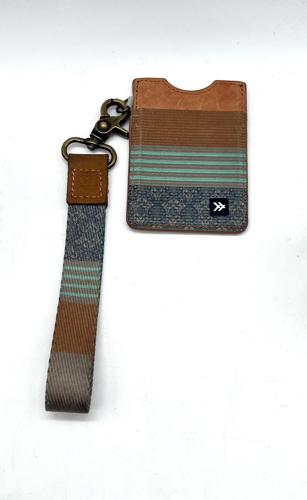 Thread Wallets ID Holder Keychain Striped Wrist L… - image 1