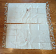 2er Set passende antike Bade-/Duschtücher mit Quasten 21x36 in cremeweiß