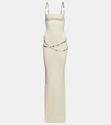 Aya Muse Matsu Knit Dress White Maxi Silver Chains Women's XS MSRP $800 Designer