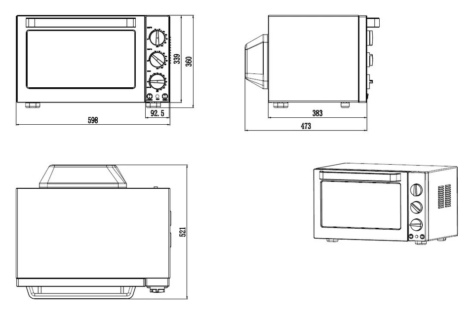 Heißluftofen Konvektionsofen Heißluft Backofen mit Drehspießfunktion f. Hähnchen - Bild 3 von 3