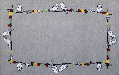 5' x 8' Birds Kids Gray Handmade Tufted 100% Wool Area Rugs & Carpet