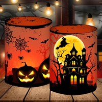 Windlicht Tischdeko Halloween Deko KüRbis Fledermaus Hexe Spinnennetz 12Er Set