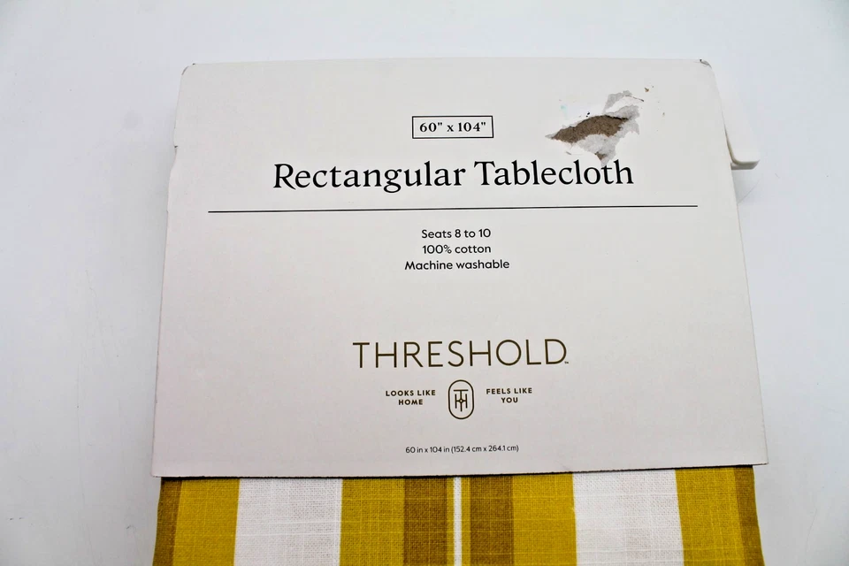 Tablecloth Yellow Striped - Threshold™ NEW 60" x 104" 100% Cotton Machine Wash - Image 2 of 4