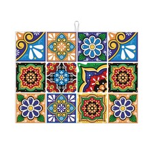 Talavera Mexican Tiles Dish Drying Mats for Kitchen Counter, Absorbent Revers...
