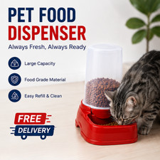 Dog Food Dispenser Pet Feeder Dog Cat Automatic Food Feeder 2 Colors Red  Blue