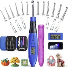 18 Size Light Up Crochet Hook Set with Digital Counter, Ergonomic Crochet Hoo...