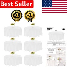 6 Pack Round Table Covers - 90 Inch White Polyester for Luxurious Events