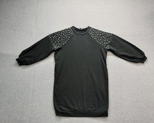 Express Women Sweater Dress L Black Pearl Embellished Raglan Sleeve Cozy Travel