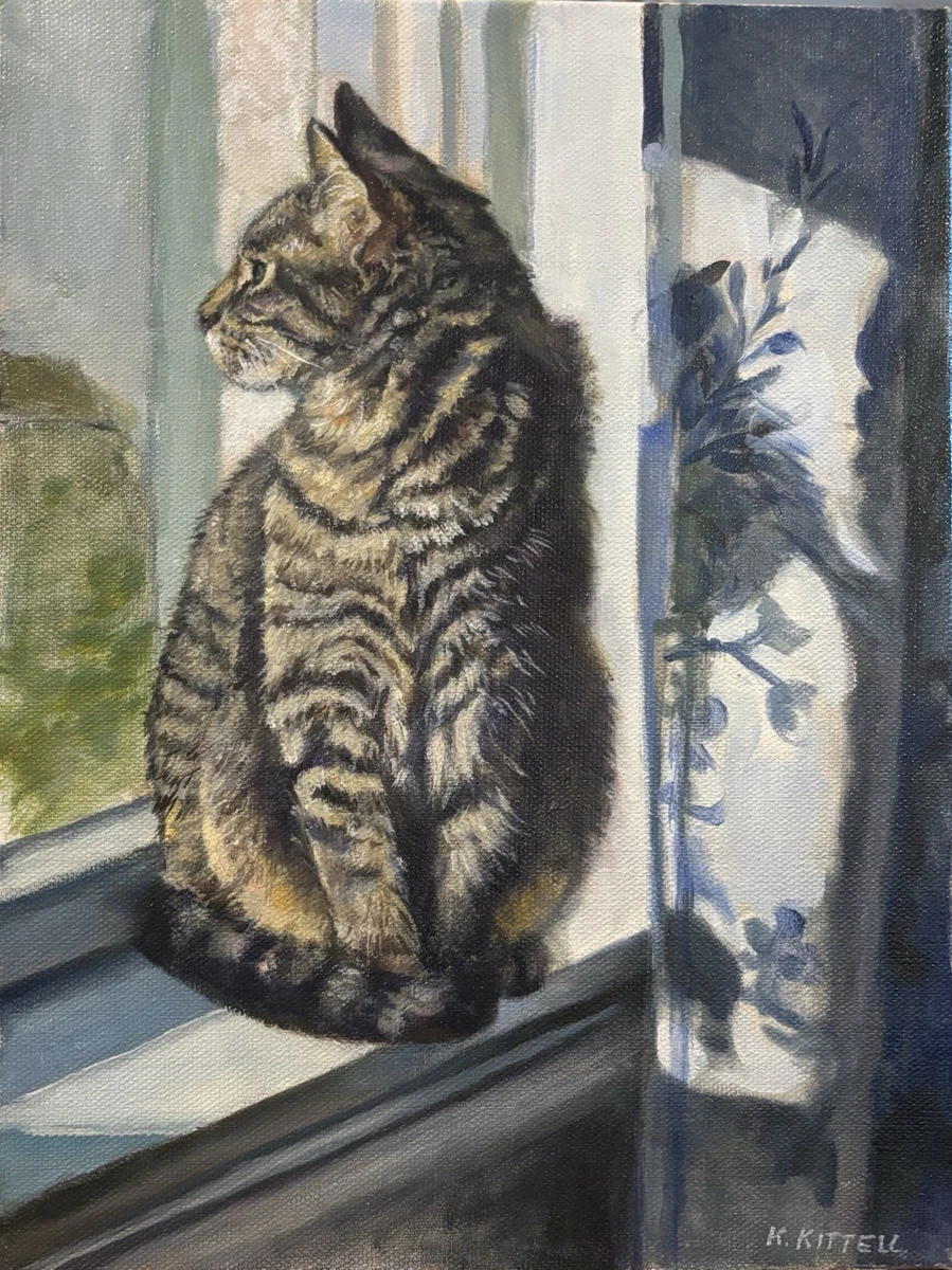 油彩画　猫 猫油画| eBay