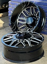 24 Inch Xm 900 Black Milled Dually Wheels 8x210 Chevy Gmc 3500 Rims Silverado
