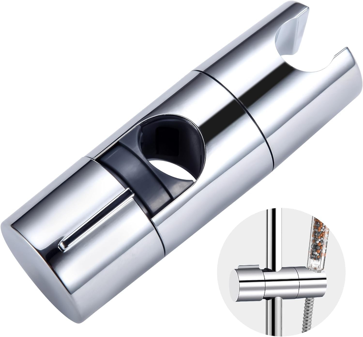 Adjustable Universal 18-25mm Chrome Shower Rail Head Slider Holder Bracket