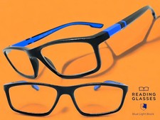 Sleek Contemporary Modern Sporty READING EYE GLASSES READERS Black Frame 1.50