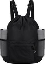 Waterproof Drawstring Bag, Lightweight String Backpack with Water Bottle Holder