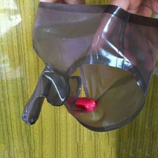 Clear Schwarz Latex Gummi Sexy Shorts Unterwäsche mit Anal Satz und Penis Set