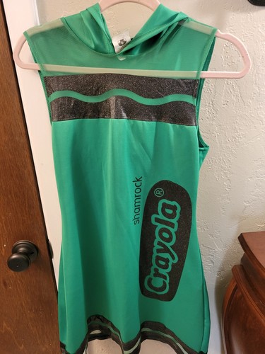 Crayola Spirit Halloween Shamrock Green Crayon Sexy Womans Costume Dress & Hat