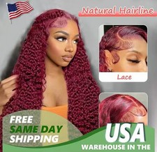Brazilian Virgin 200 Density 5x5 Jerry Curly Burgundy 99J Human Hair