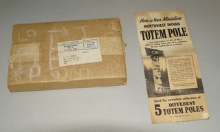 1952 QUAKER OATS SGT. PRESTON CEREAL PREMIUM TOTEM POLES SET OF 5 FOLDOUT & BOX