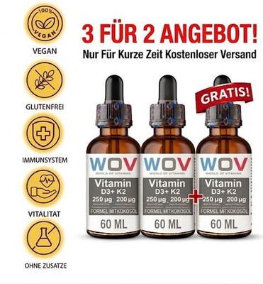Vitamin D3  K2 Tropfen hochdosiert -60ml- Depot - Laborgeprüft - Made in Germany