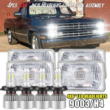 for Chevy Pickup 1981-87 C10 K10 Blazer 4x6" LED Headlights HI-LO Beam Lamp