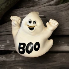 Vintage 12” HALLOWEEN Blow Mold GHOST Boo Plastic Light Up Tabletop Decor 👻