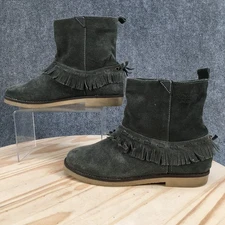 Coolway Boots Womens 9 Fringe Casual Pull On Ankle Winter Boot Gray Suede 