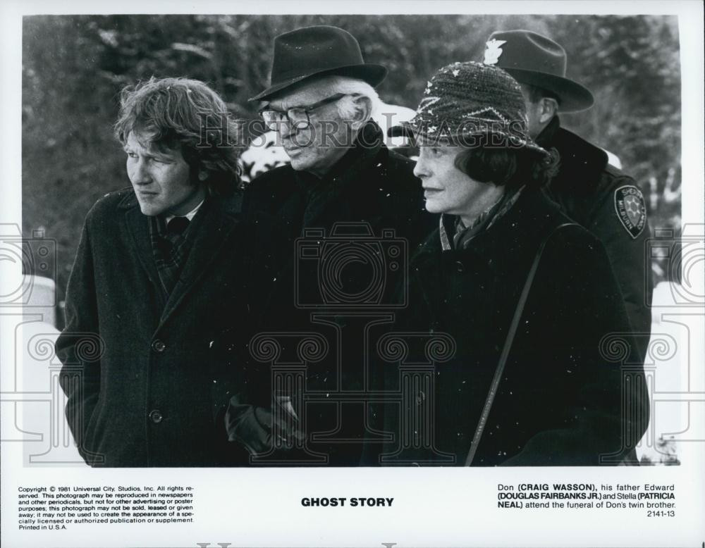 1981 Press Photo Craig Wasson, Douglas Fairbanks Jr, Patricia Neal 