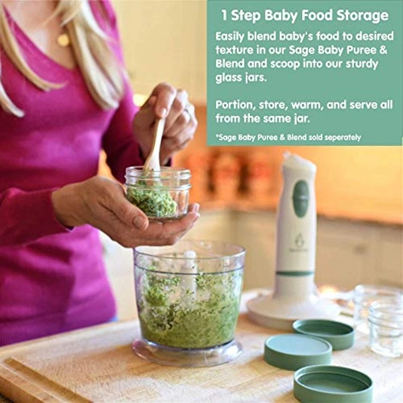 Sage Spoonfuls 6 pack Jar Set: 4oz (x4) & 8oz (x2) Jars Baby Food Storage NEW - Image 4 of 4