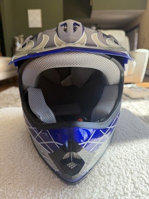 XFMT DOT Youth Kids MX MotocrossHelmet Blue Skull MEDIUM:51-52cm/20.1-20.5inches
