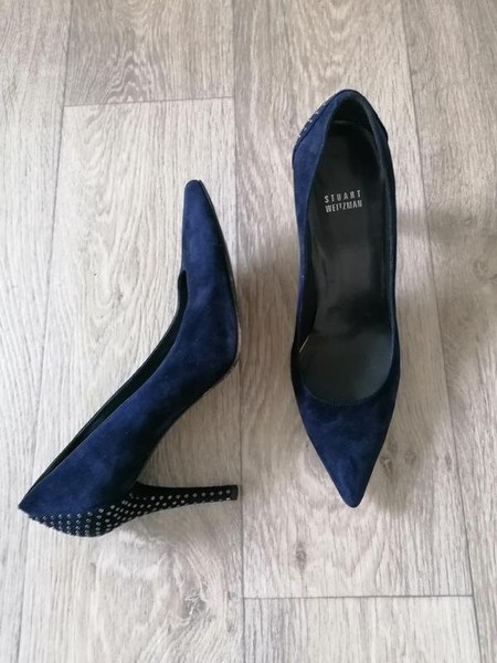 Women Stuart Weitzman Heels Navy Suede 38.5