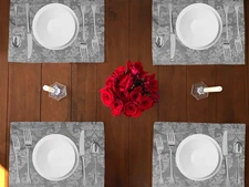 lovemyfabric Velvet Embossed Damask Dinner Table Placemats 13" X 19"