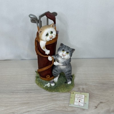 Comic Curious Cats 'Tee'd Off' Golf Figurine Linda Jane Smith 2007 with Tag