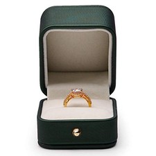 Blackish Green Premium Leather Ring Bearer Box for Ring Box