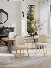 Goeurvant Esszimmerstühle 4er Set Stühle Küchenstühle  Feiner Polyest Creme