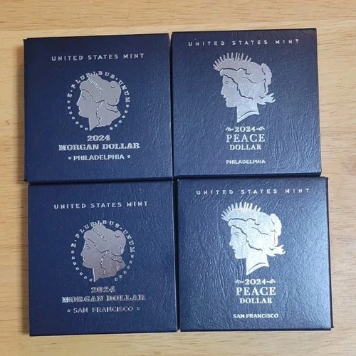 2024 P Morgan & Peace Dollars & 2024 S Morgan & Peace Proof Dollars 4 PC Set