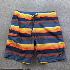 O'Neill Board Shorts Mens 36 Multicolor Stripe Swim Trunks Surf Cargo Pocket