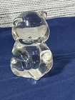 Fenton Art Clear Glass Teddy Bear Figurine Paperweight, 3.5” Tall