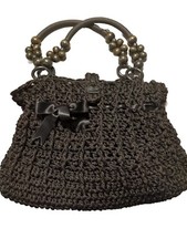 Hand-Knit hand made Knit Bag Black Used