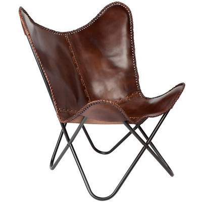Handmade leather butterfly chair Leather accent chair BKF living room chair