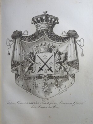 GRAVUR WAPPEN HERALDIK GENERAL GRAF SOULÈS GERS WAPPEN RESTAURIERUNG 1815