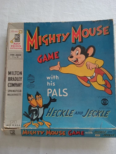 Mighty Mouse Heckle Jeckle Game Milton Bradley TV Cartoon Superhero Vintage 1957