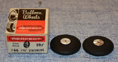 NEW - 1960s Vintage Perfect RC Airplane Streamline Wheels #66 1-3/8 Inch