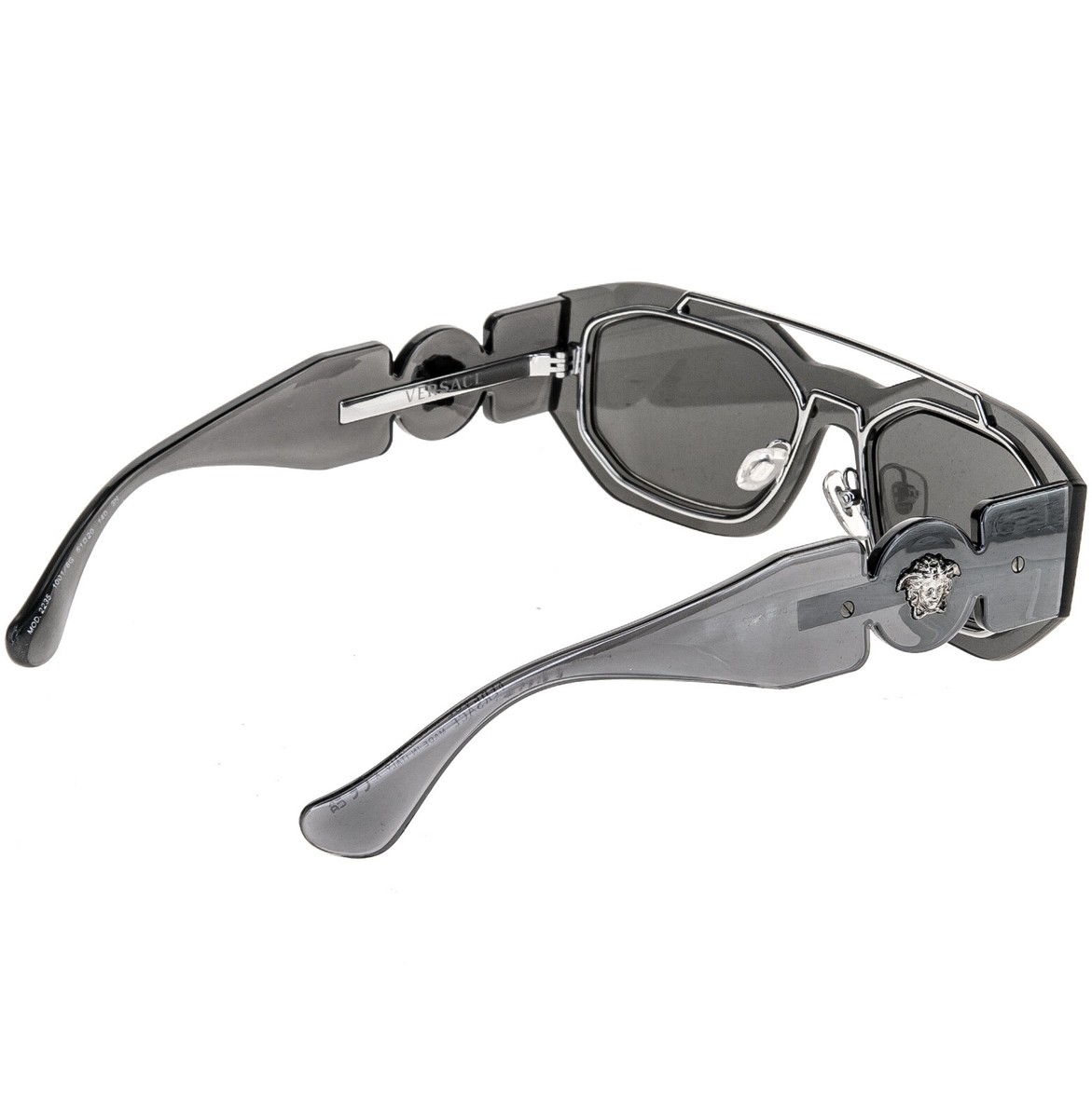 【Versace】Biggie Medusa メタリックレザー カチューシャ Biggie Medusa metallic leather headband in silver - Versace