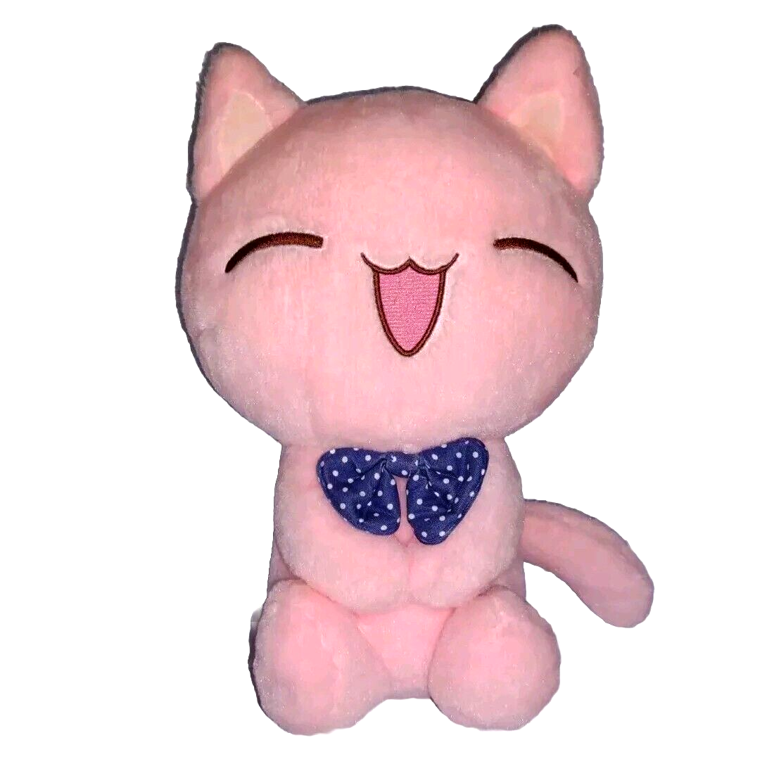 MGF Anime PINK CAT 12in Smiling Soft Stuffed 12in Plush Blue
