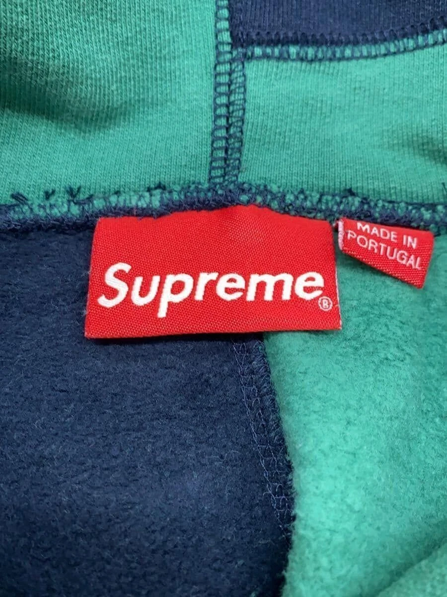 Felpa Supreme con cappuccio 20AW patchwork S cotone verde check usata